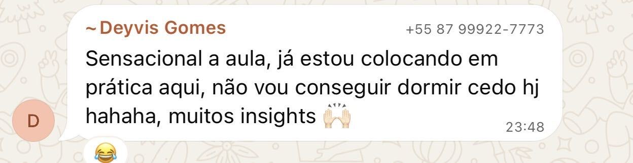 Depoimento de aluno da masterclass 3