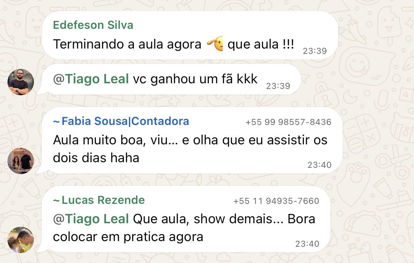 Depoimento de aluno da masterclass 1